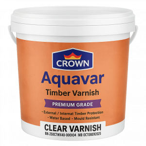 Crown Aquavar Clear Timber Varnish 4 Litres – Water-Based Wood Protection