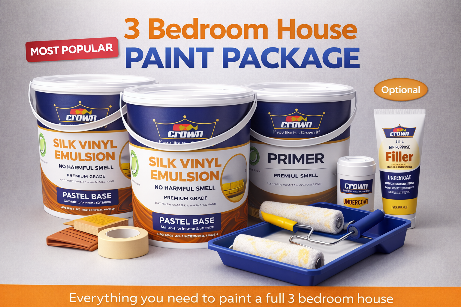 3 Bedroom House Paint Package - Rangi Paint Store