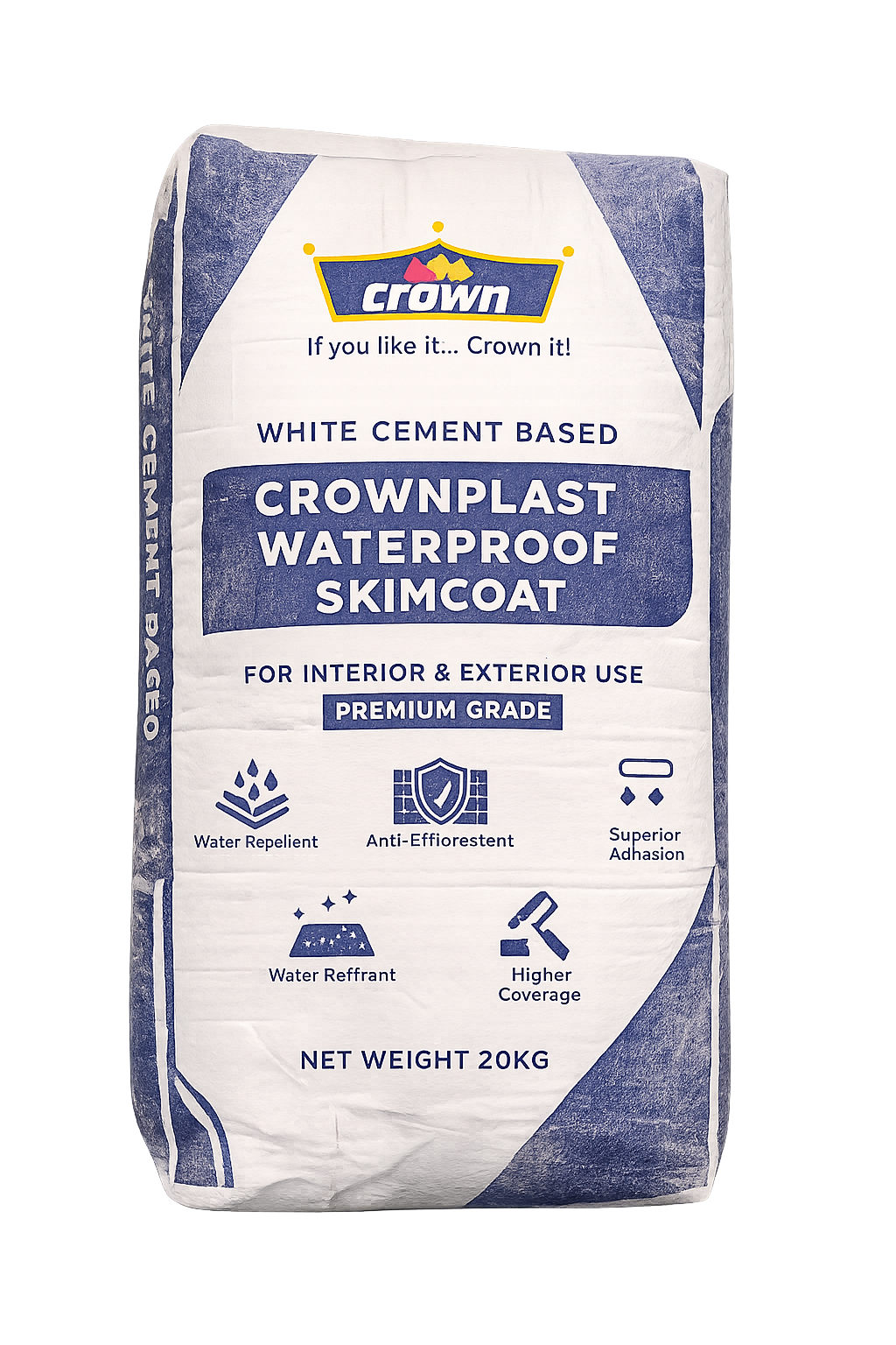 Crownplast Waterproof Skimcoat 20KG cement-based wall finishing product in Nairobi Kenya