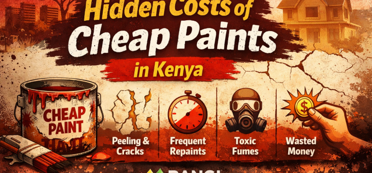 Kenyan house with peeling cheap paint compared to durable high-quality paint finish