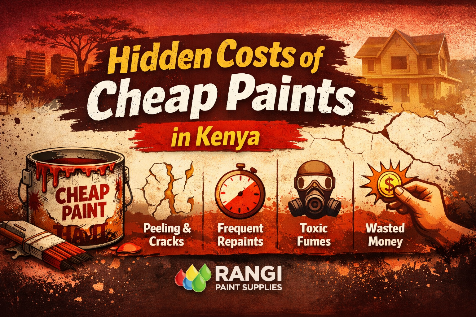 Hidden costs of cheap paints in Kenya showing peeling paint versus durable high-quality paint finish