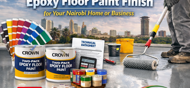 High-quality epoxy floor with glossy finish in a modern Nairobi home, showcasing durability and professional-grade coating from Crown epoxy paint.