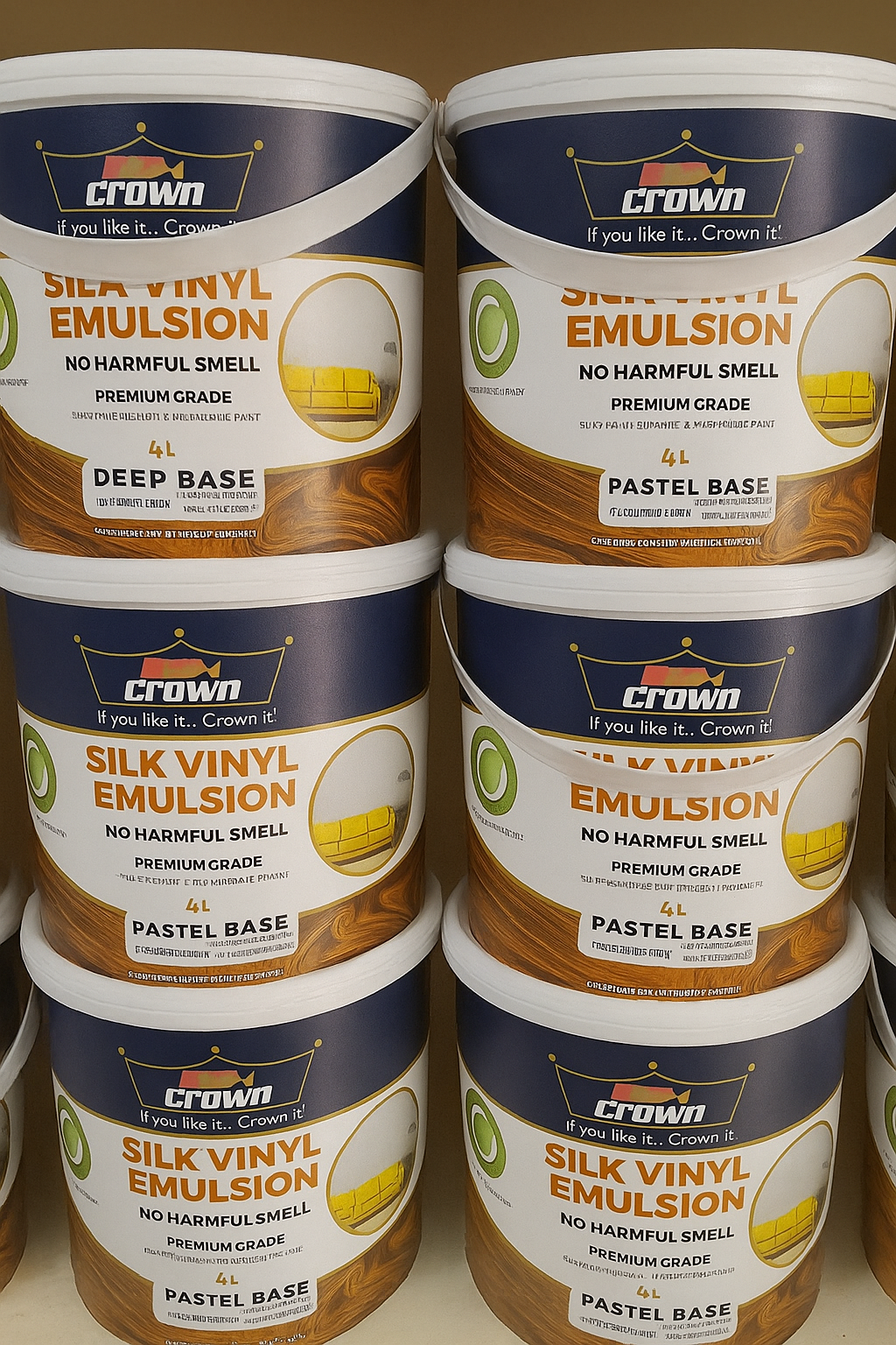 Interior paint prices in Kenya showing silk vinyl, matt emulsion, gloss, and epoxy paint with price tags