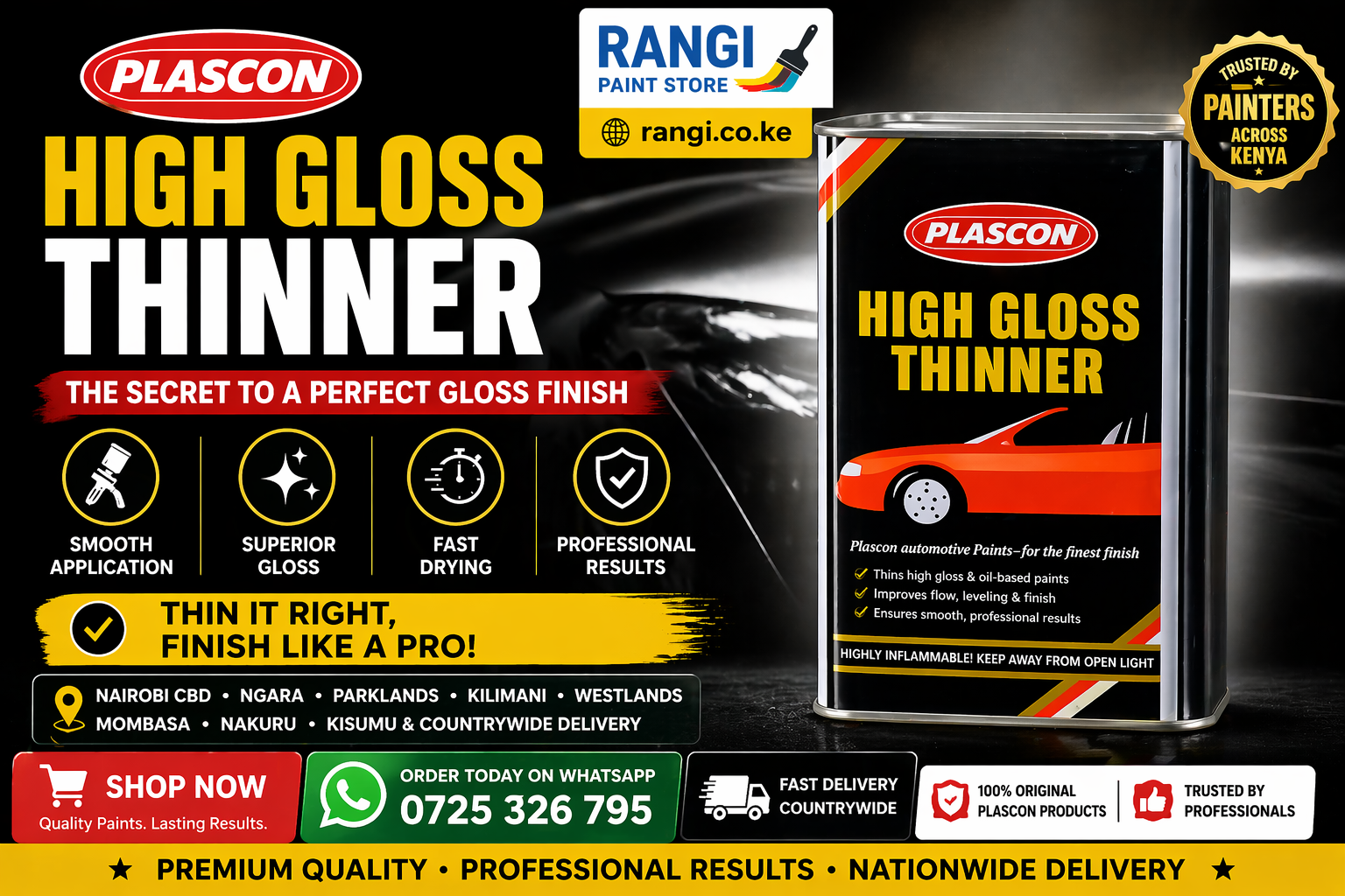 Plascon High Gloss Thinner Kenya for automotive and enamel paint thinning Nairobi