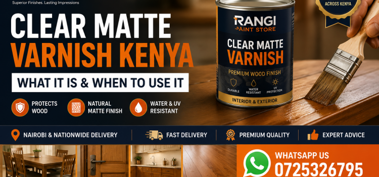 Clear matte varnish applied on wooden surface in Kenya showing natural wood grain protection without gloss finish