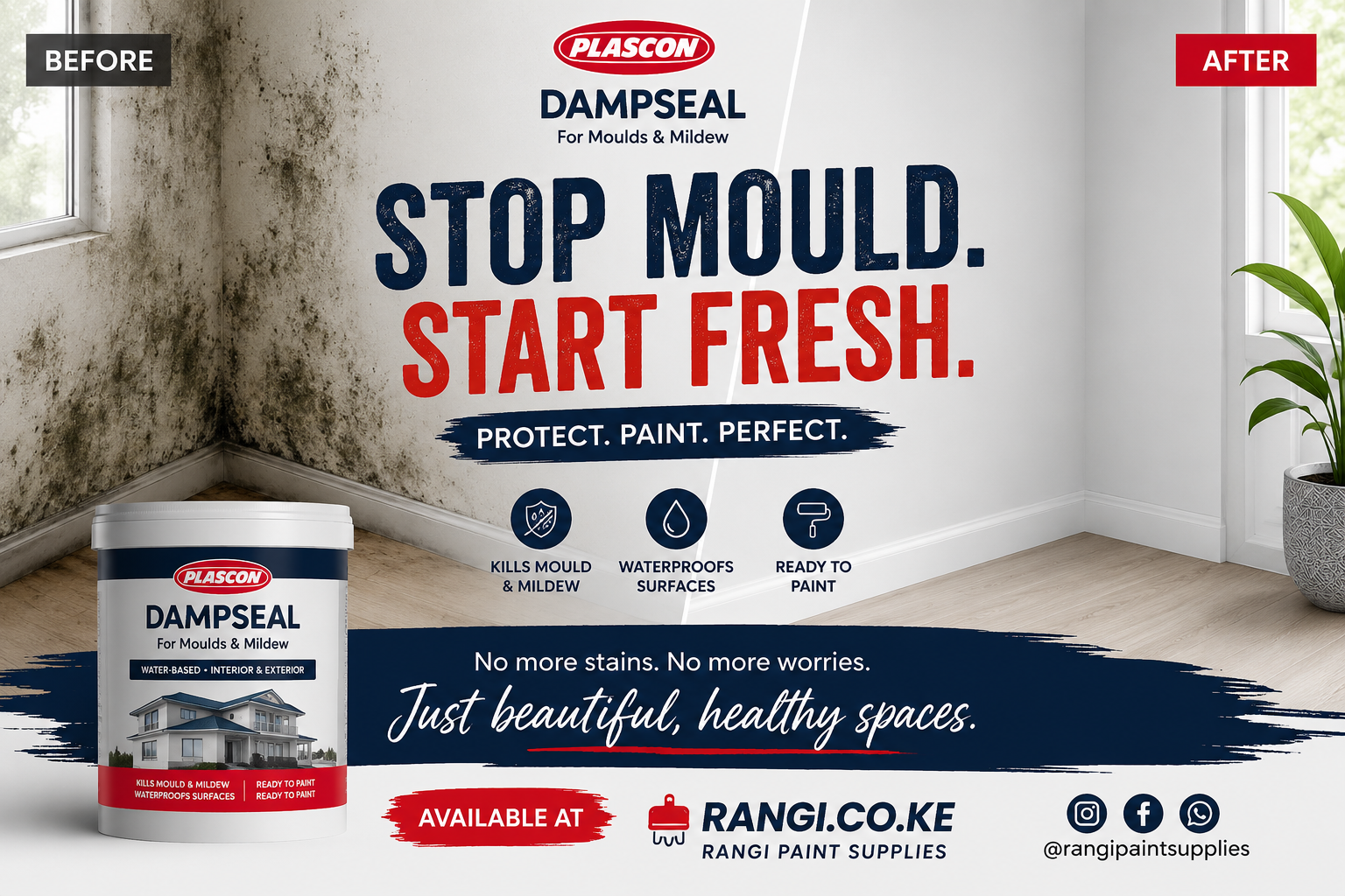 Plascon Dampseal Kenya anti damp wall treatment for mould mildew and moisture problems