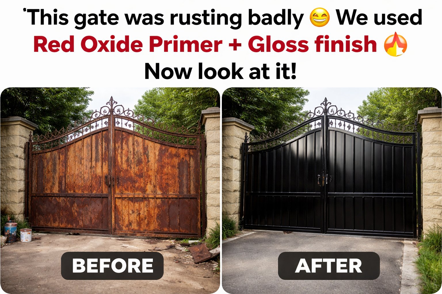Metal gate protected with anti-rust primer and gloss paint in Kenya showing long-lasting rust protection