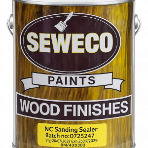 Seweco sanding sealer for wood finishing in Kenya applied on timber surface for smooth furniture preparation