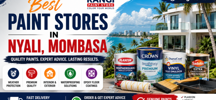 Best paint store in Nyali, Mombasa supplying genuine Plascon, Crown, Duracoat, epoxy floor coatings, waterproofing products, and painting accessories with delivery across Kenya.